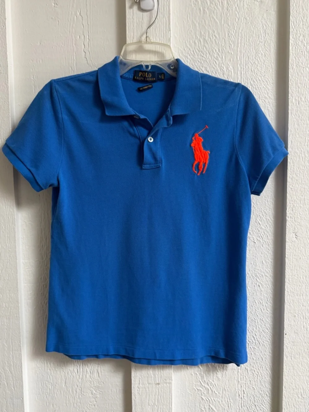 Polo Ralph Lauren Skinny-Fit Big Pony Polo Shirt - blue/orange - Large - Picture 1 of 5